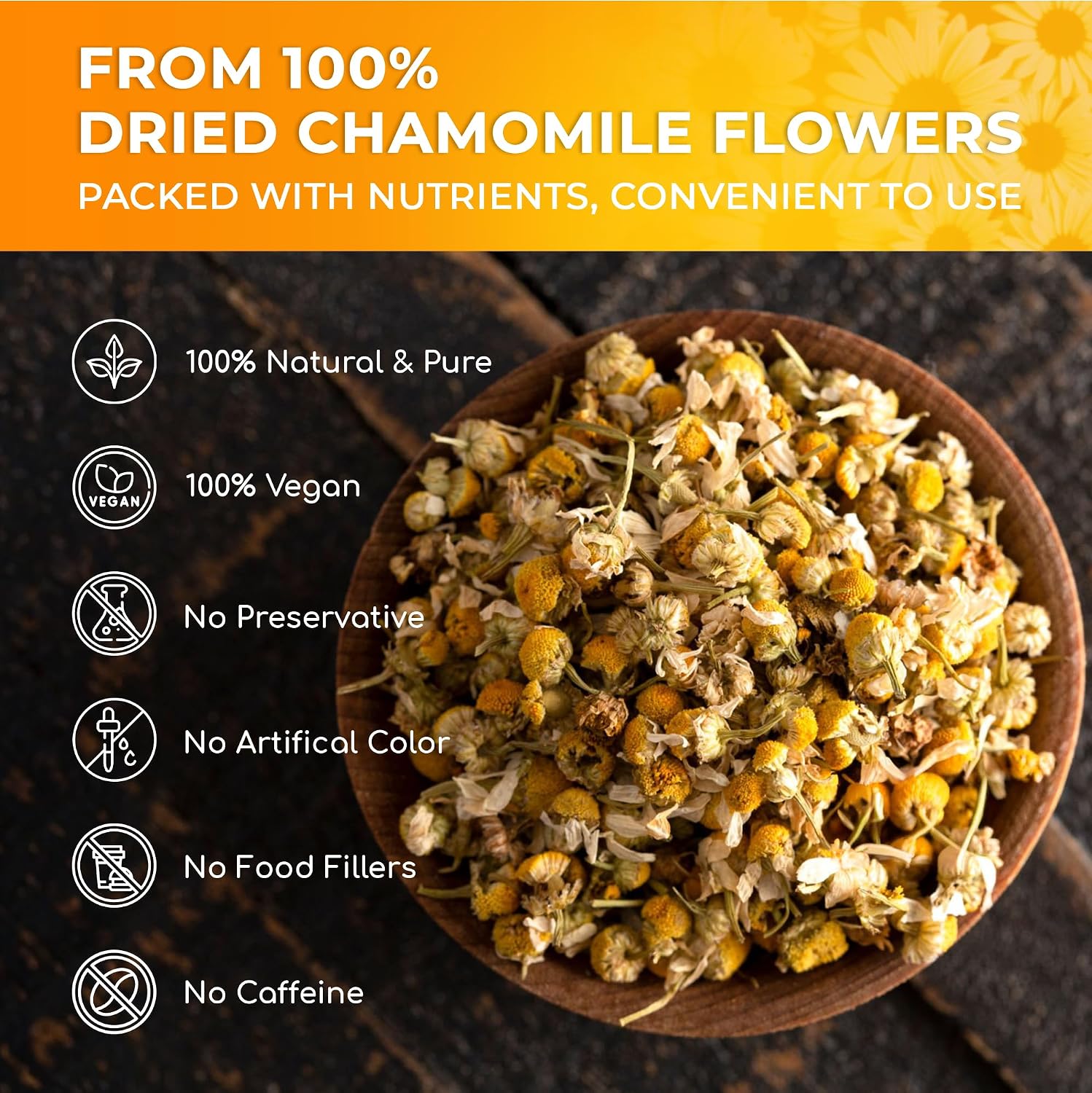 Detalle de Lavendium Dried Chamomile Flowers, 8 oz Whole Blossoms for Tea & Infusions