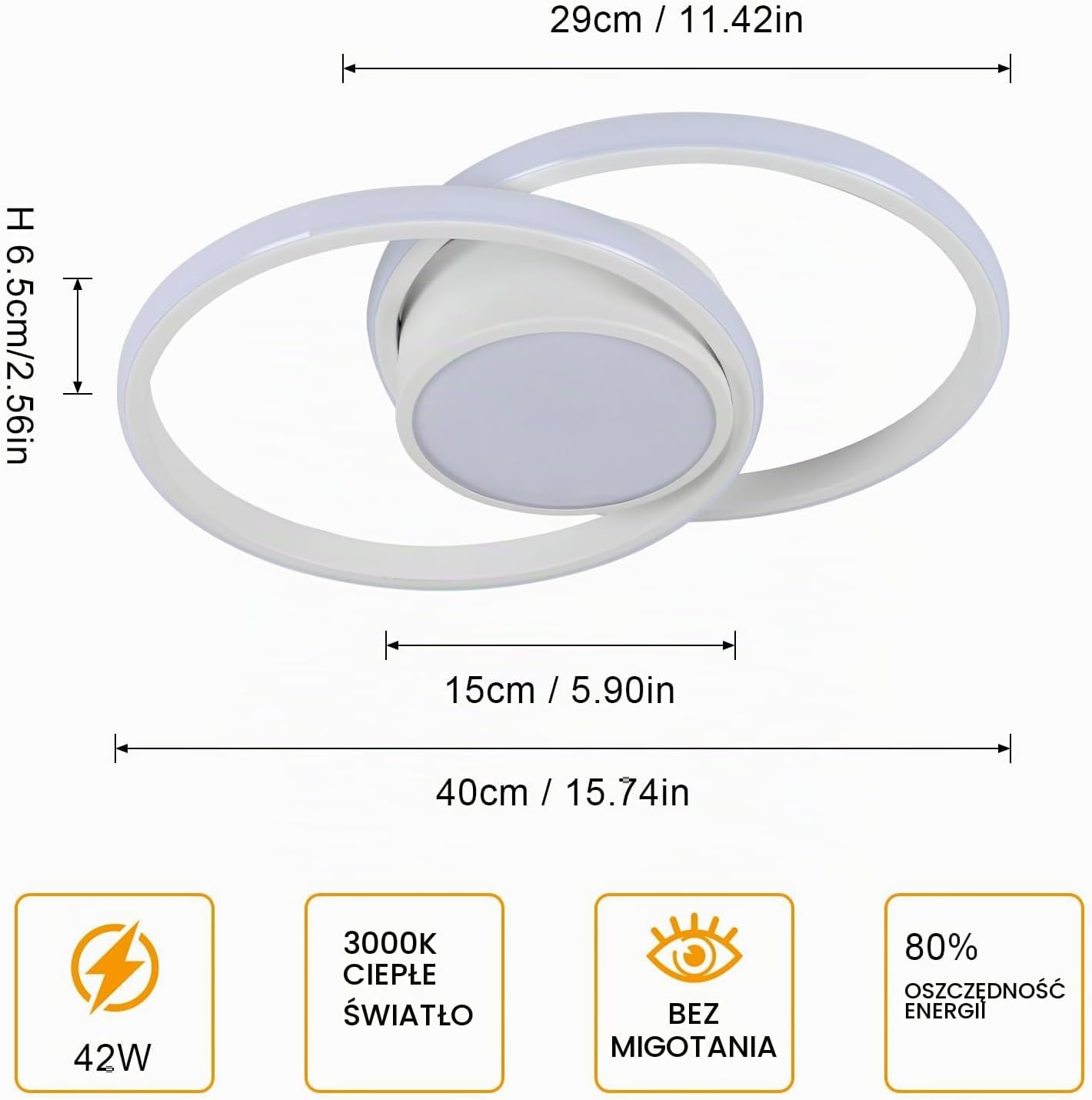 Thumbnail 2 de Comely Comely30872723 – plafon LED 42 W, 4800 lm, 3000 K, 40 cm