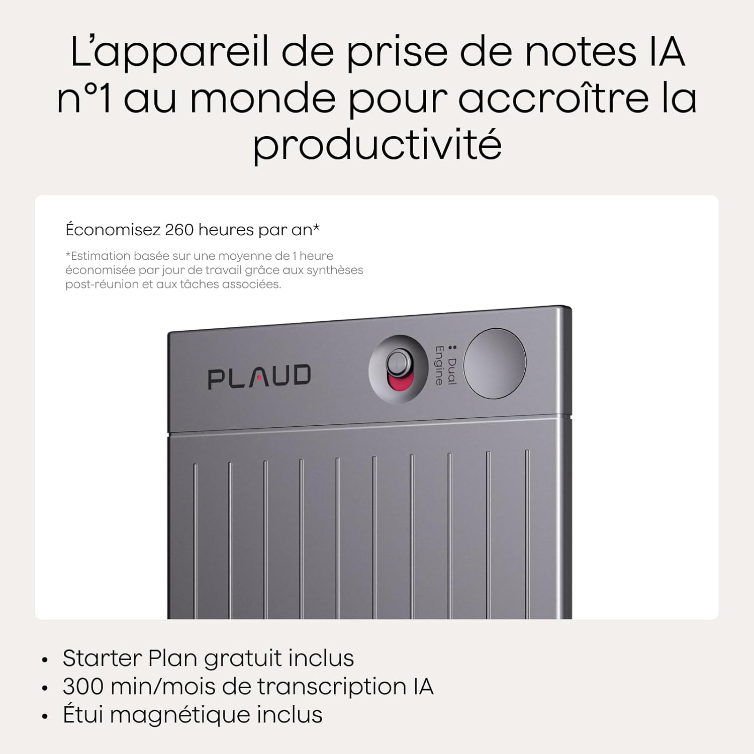 Detalle 2 de Plaud Note – Enregistreur Vocal IA avec Étui, transcription et résumé IA