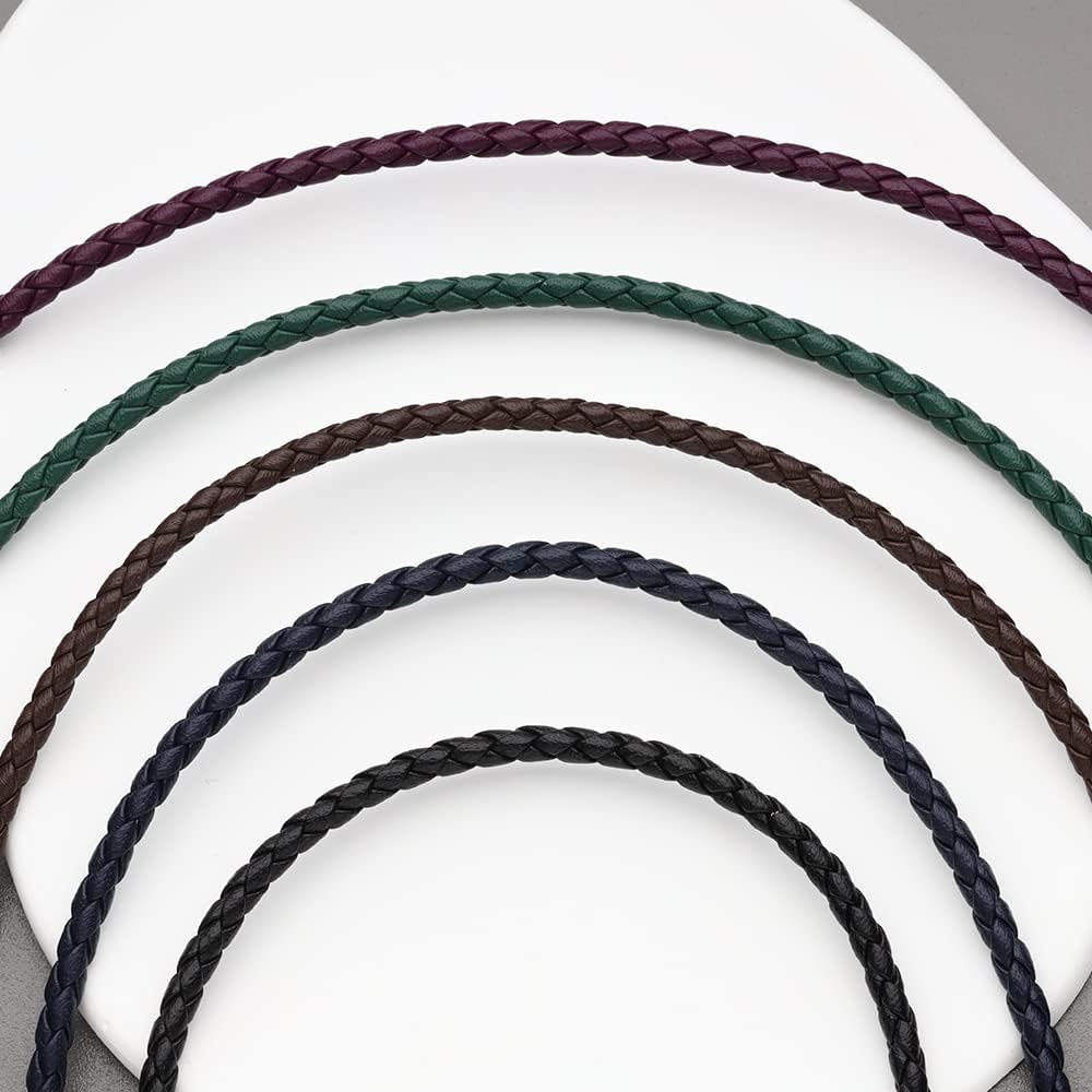 Thumbnail 6 de Viwind Echtleder-Halskette geflochten 2,5/3 mm mit 925 Sterling-Silber-Verschluss – 45–60 cm wählbar