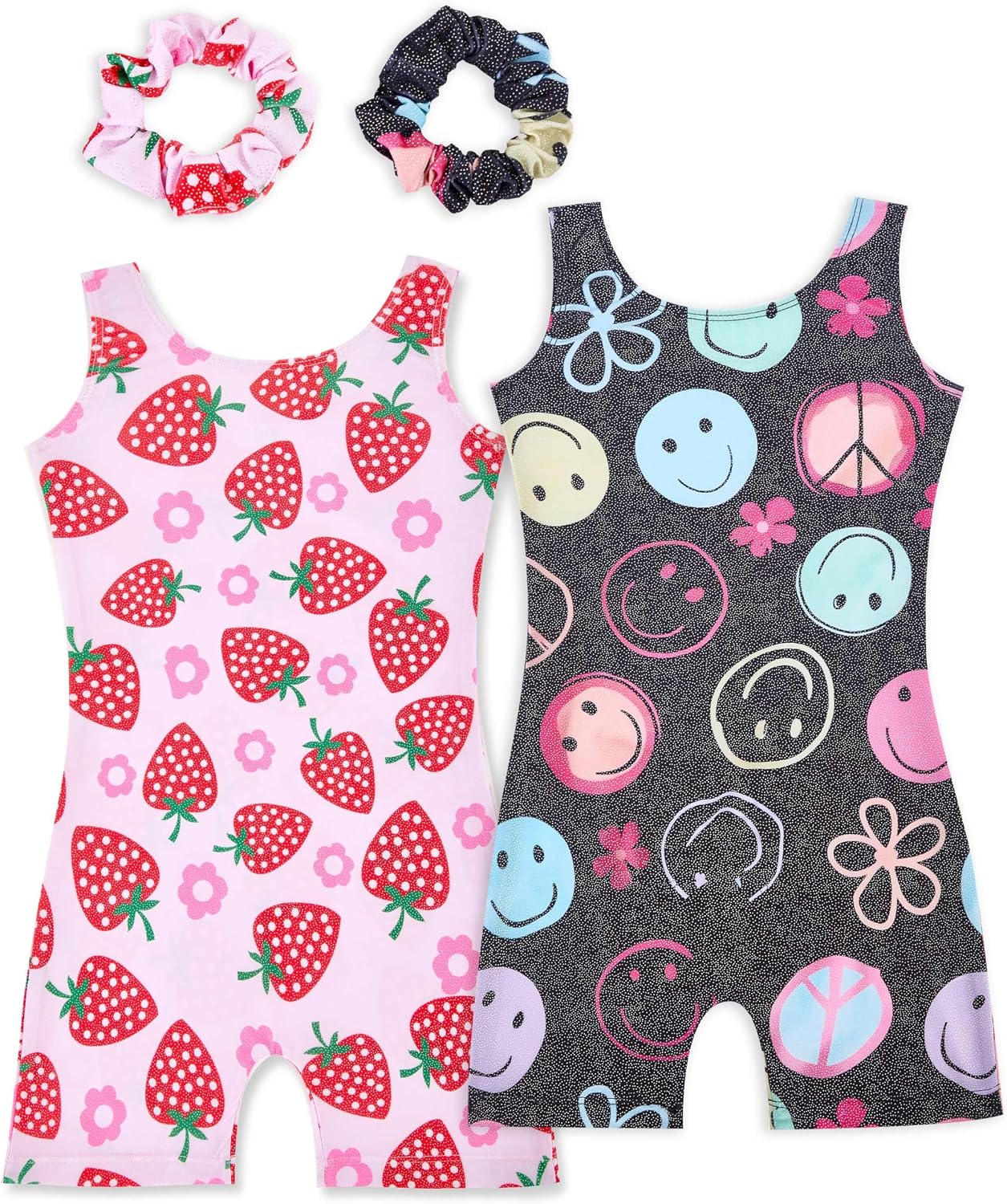 Detalle de Tstiti Girls’ Sparkly Gymnastics Leotards, 2-Pack with Matching Hair Scrunchies