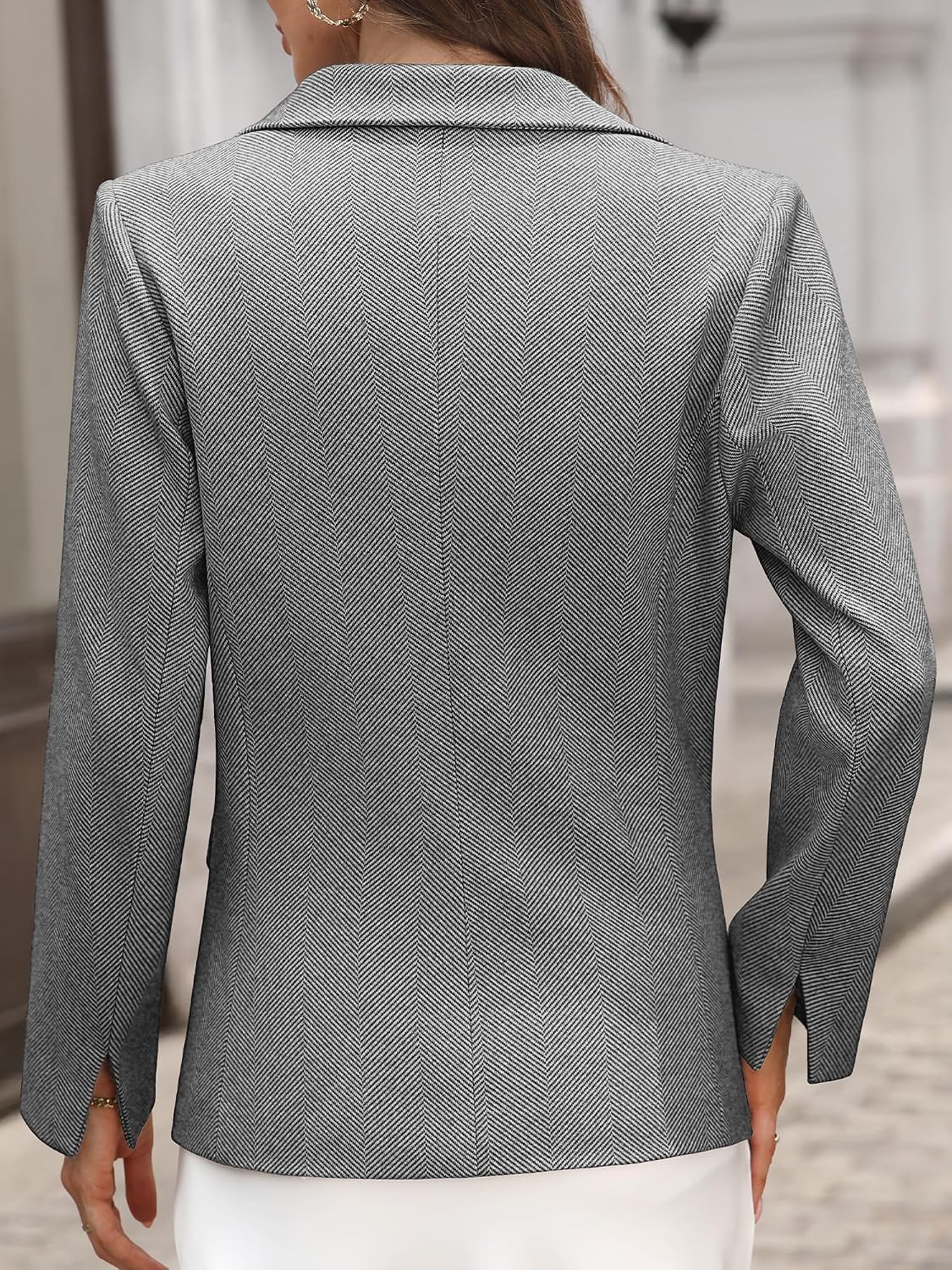 Thumbnail 1 de ELLEVEN Women’s Herringbone Tweed Blazer (Slim Fit) – Business Casual Work Jacket