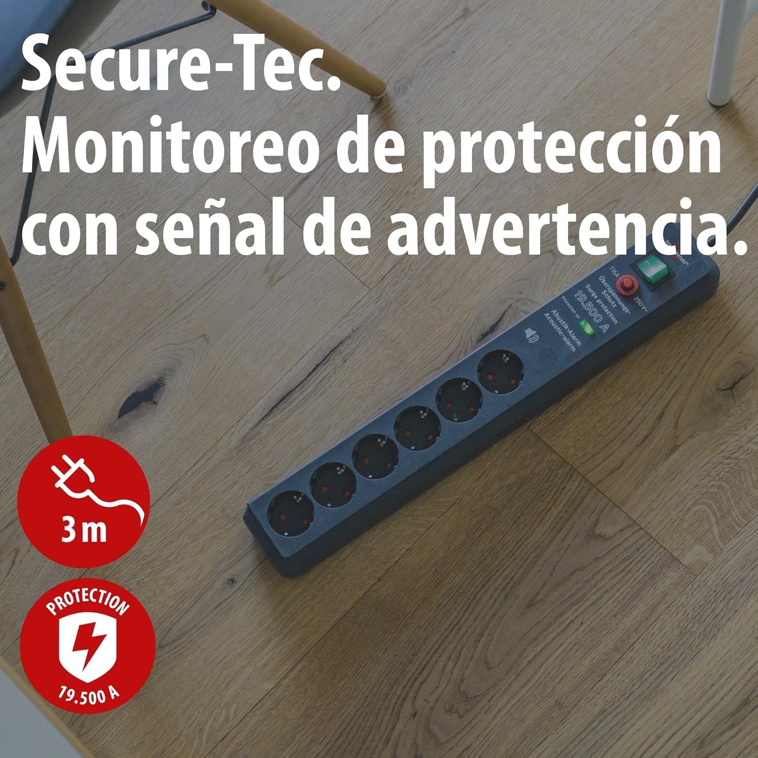 Thumbnail 1 de Brennenstuhl Secure-Tec regleta 6 tomas 3 m