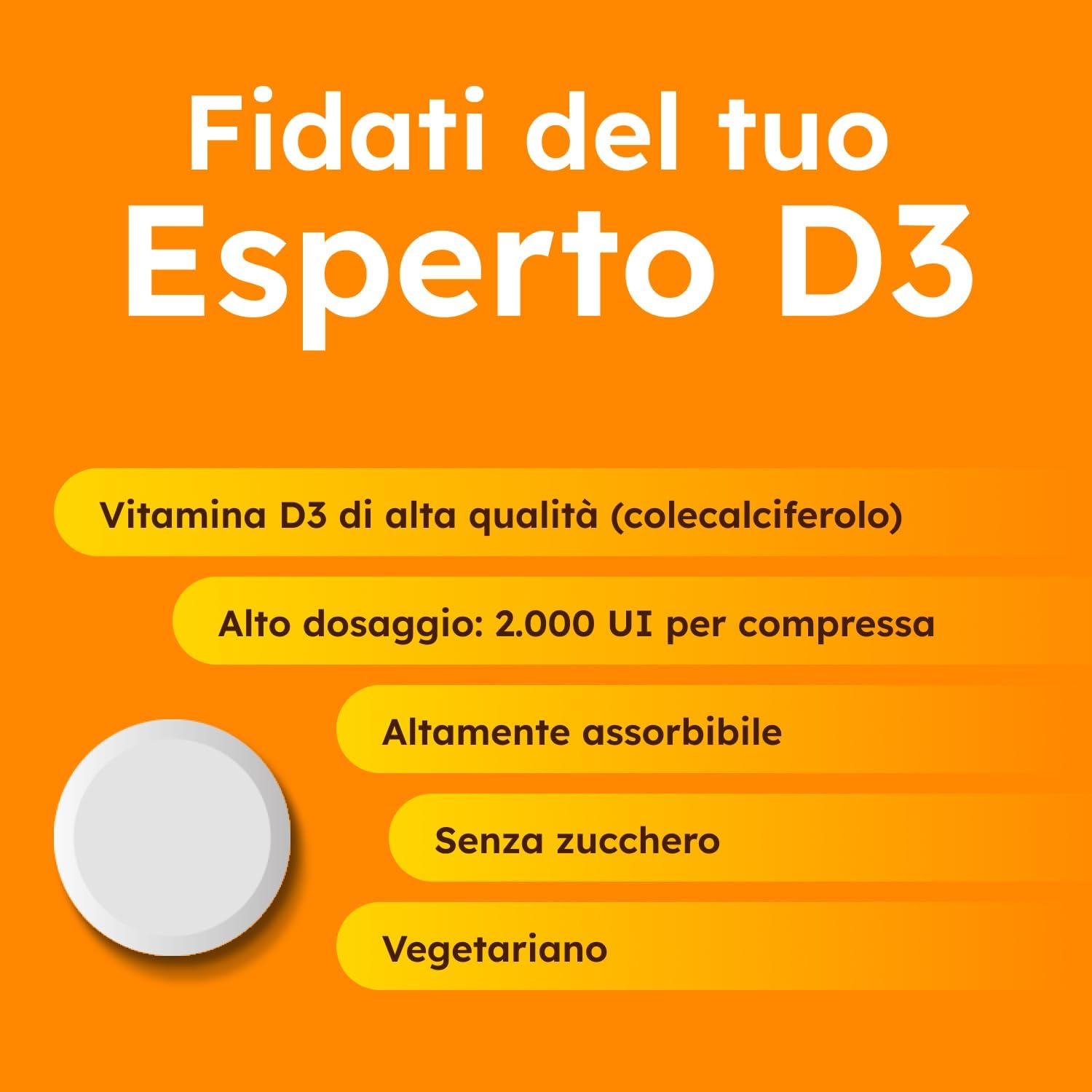 Detalle de Supradyn Expert Vitamina D3 2000 UI (50 μg) – 365 Compresse: supporto annuale per ossa, muscoli e sistema immunitario
