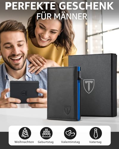 Thumbnail 6 de TEEHON Geldbörse Herren – Slim Wallet mit Münzfach, RFID-Schutz und ID-Fenster, Blau