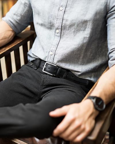 Detalle 2 de CHAOREN Cinturón de cuero para hombre 35 mm: negro o marrón, uso formal e informal