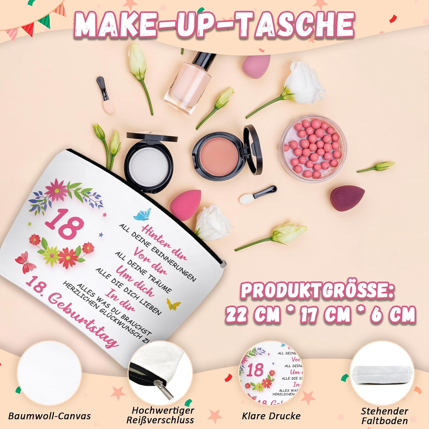 Thumbnail 2 de WAMIOKAGRO 18. Geburtstag Mädchen Geschenkset – Kosmetiktasche, Socken & Schlüsselanhänger