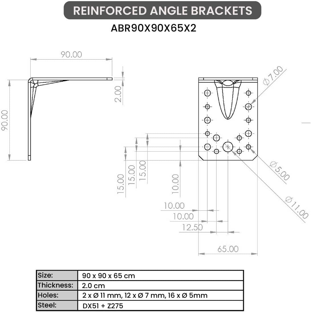 Thumbnail 6 de OMIDEAS 10 x Angle Brackets 90 x 90 x 65 mm