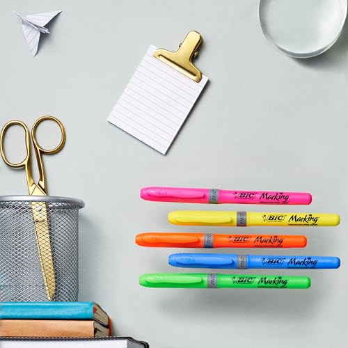 Detalle de BIC Evidenziatori Highlighter Grip – confezione da 24 in 12 colori, impugnatura scanalata