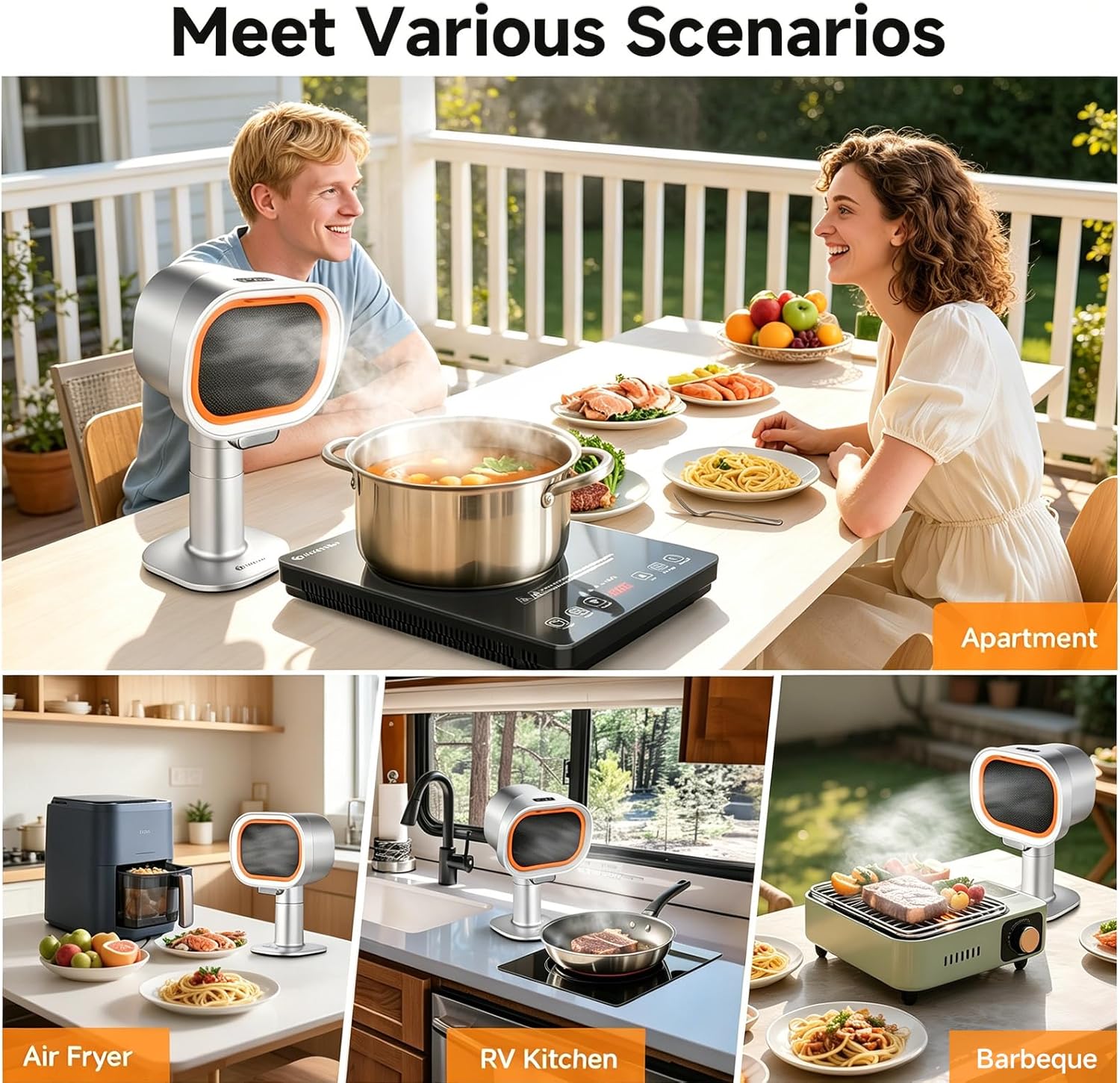 Detalle de AMZCHEF Portable Range Hood, 4-Speed Desktop Fan with Adjustable Height and 40° Tilt