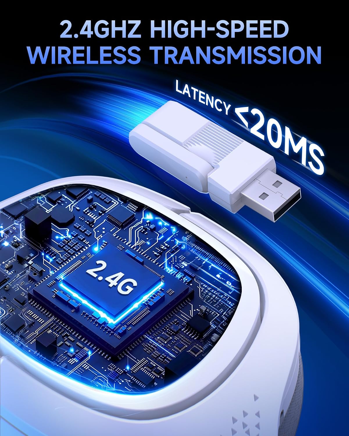 Detalle 2 de Gvyugke Wireless Gaming Headset for PS5/PS4/PC/Switch — 2.4GHz USB-C, Bluetooth 5.3, 50mm Drivers