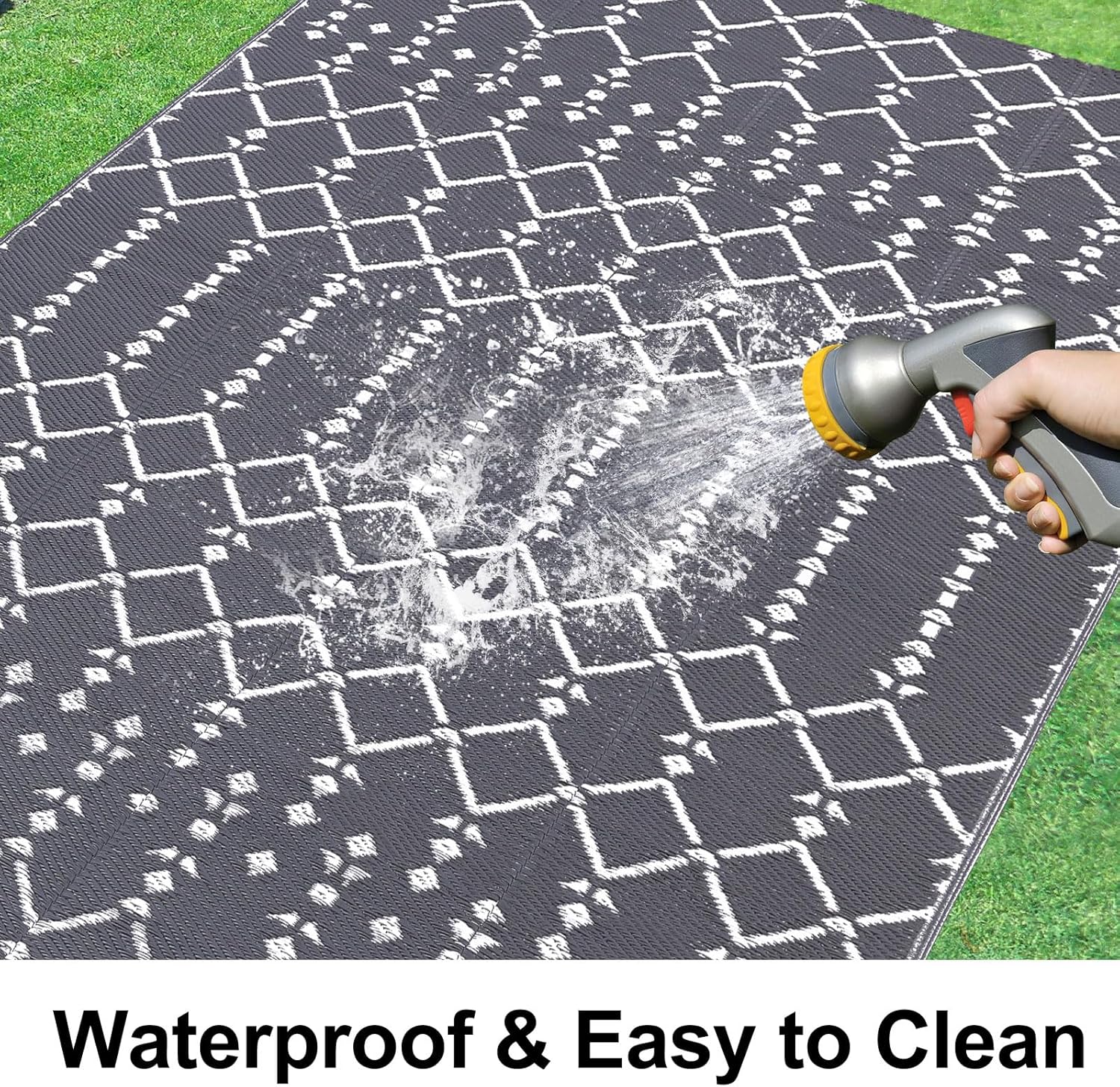Detalle de Homaxy Tapis d'extérieur résistant aux intempéries 270 x 360 cm — Réversible, imperméable et facile à entretenir