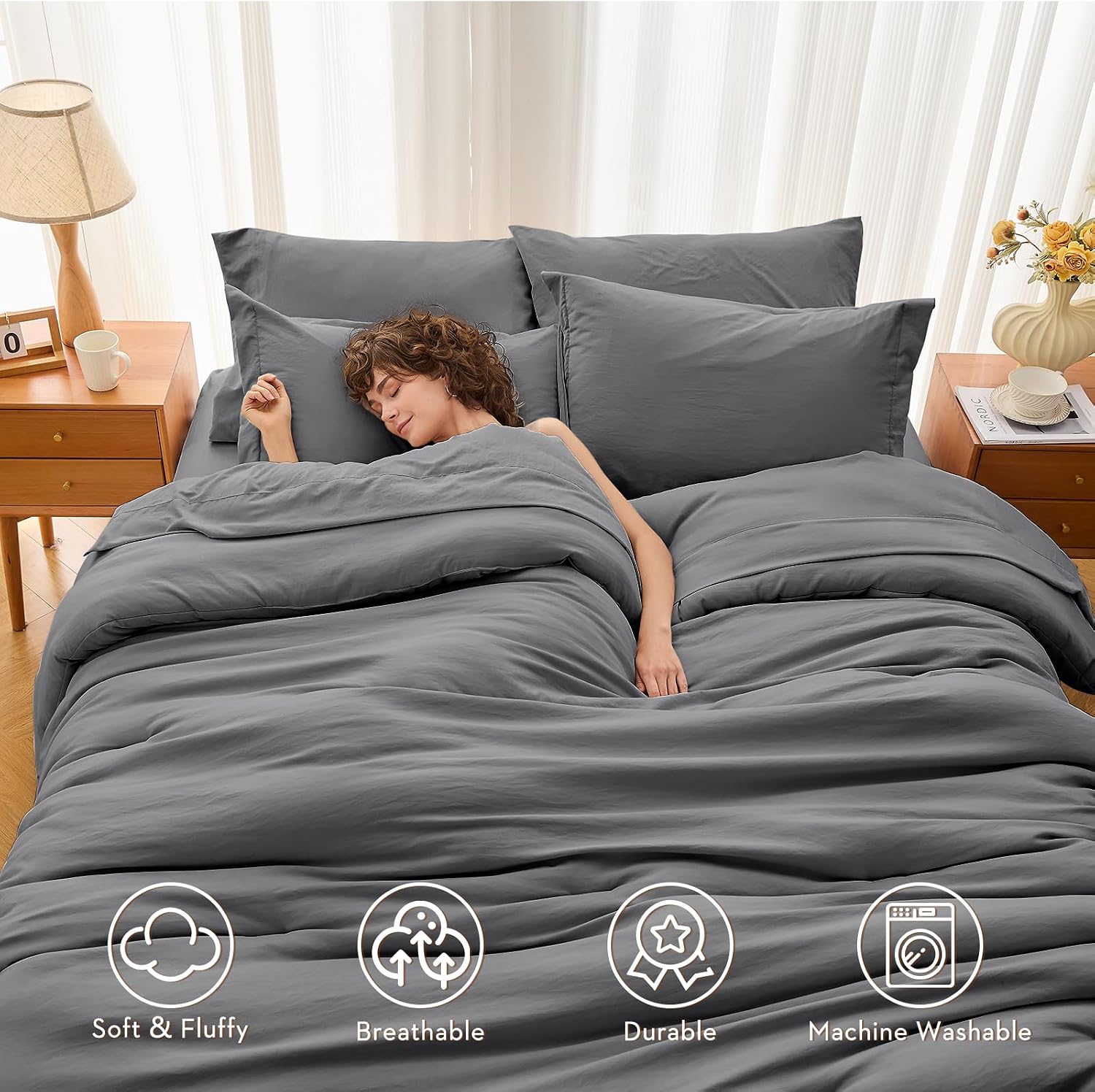 Detalle 2 de MUXHOMO Full Comforter Set 7-Piece, Full Bedding