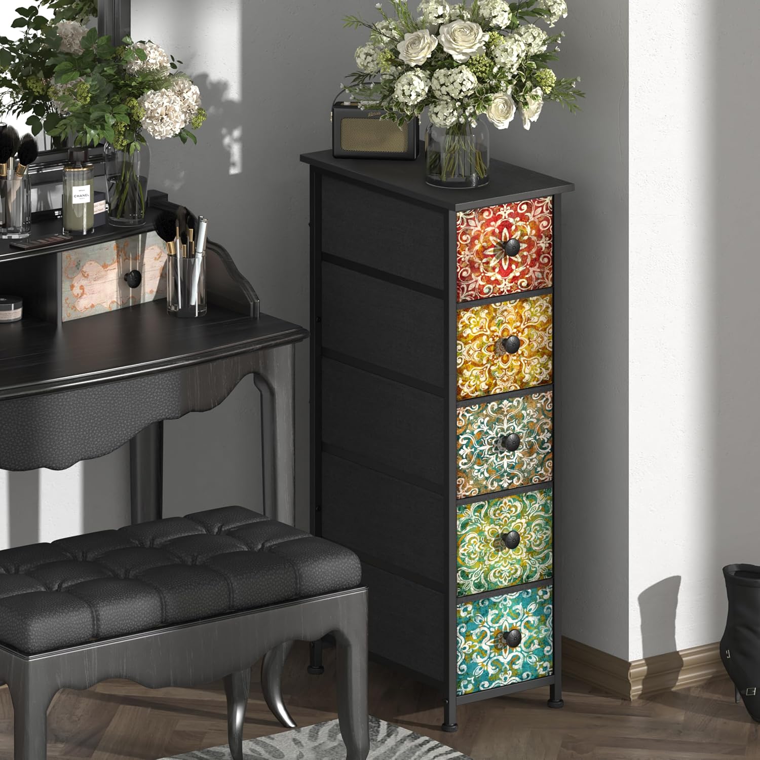 Thumbnail 3 de Welfuturer Kommode Schmaler Schrank mit 5 Stoffschubladen – platzsparende Aufbewahrung