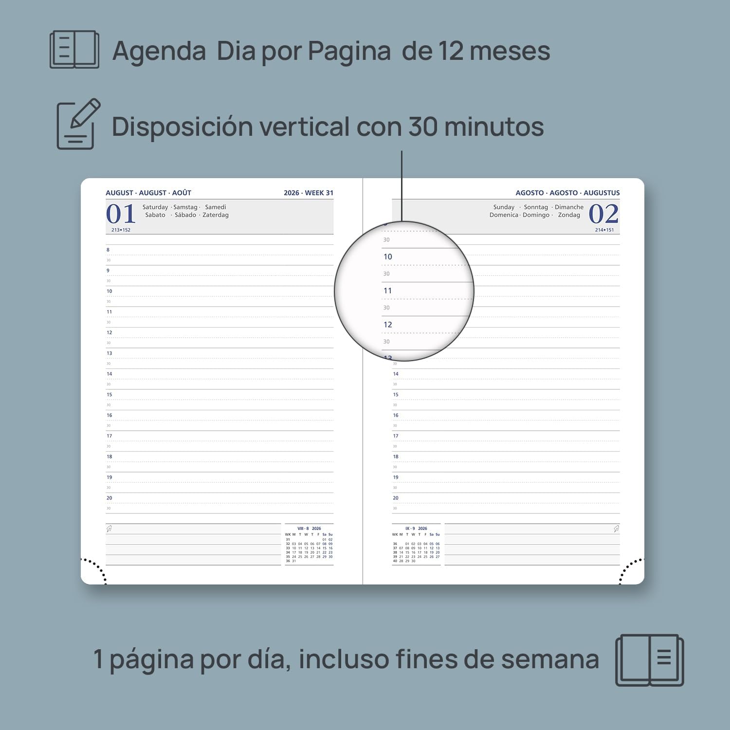 Thumbnail 2 de POPRUN Agenda 2026 Día Por Página A5 365 días