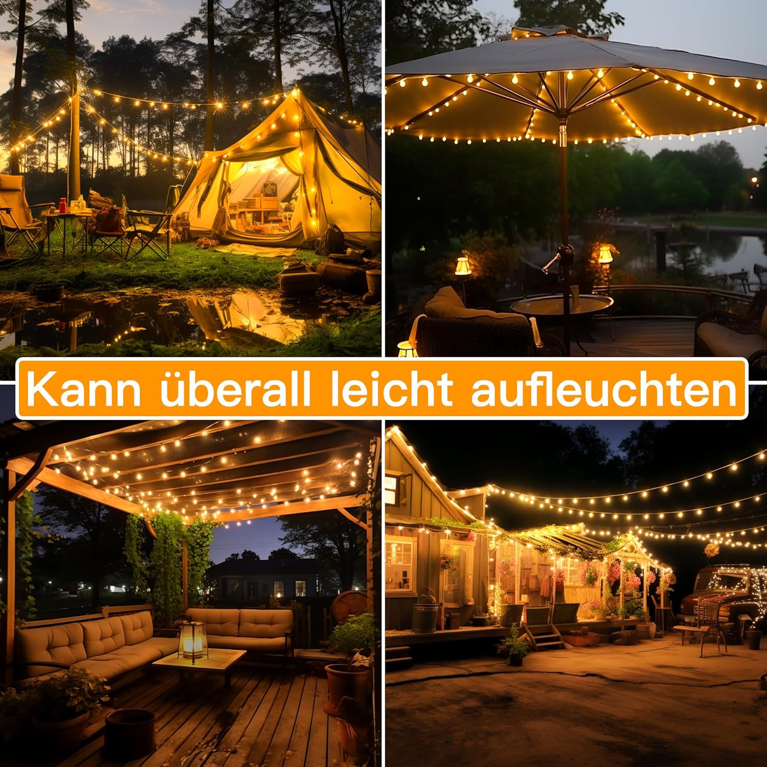 Thumbnail 5 de Ollny Solar Lichterkette Außen 5 m mit 30 warmweißen LED, IP65, 8 Modi (Solar, wetterfest)