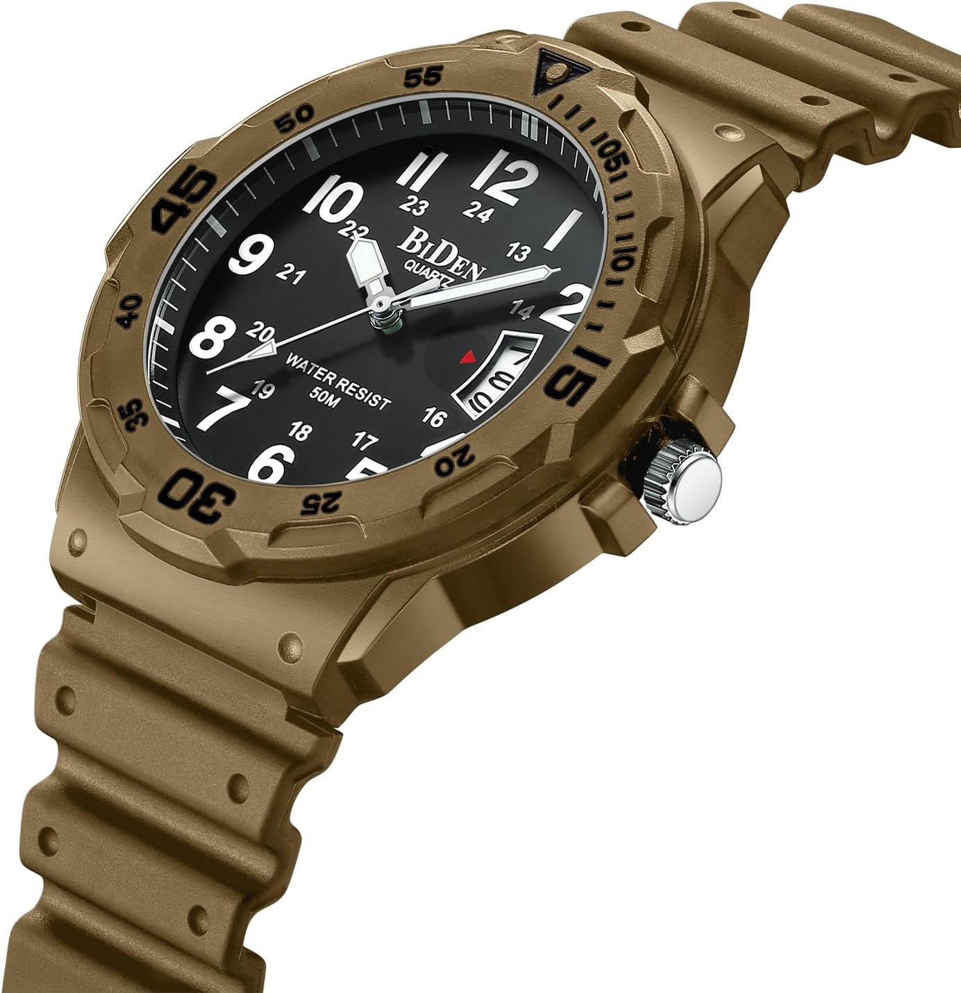 Detalle de HANPOSH Herren Uhr – Analoge Quarzuhren mit Datum, 42 mm Gehäuse, Silikonarmband, 3ATM wasserdicht