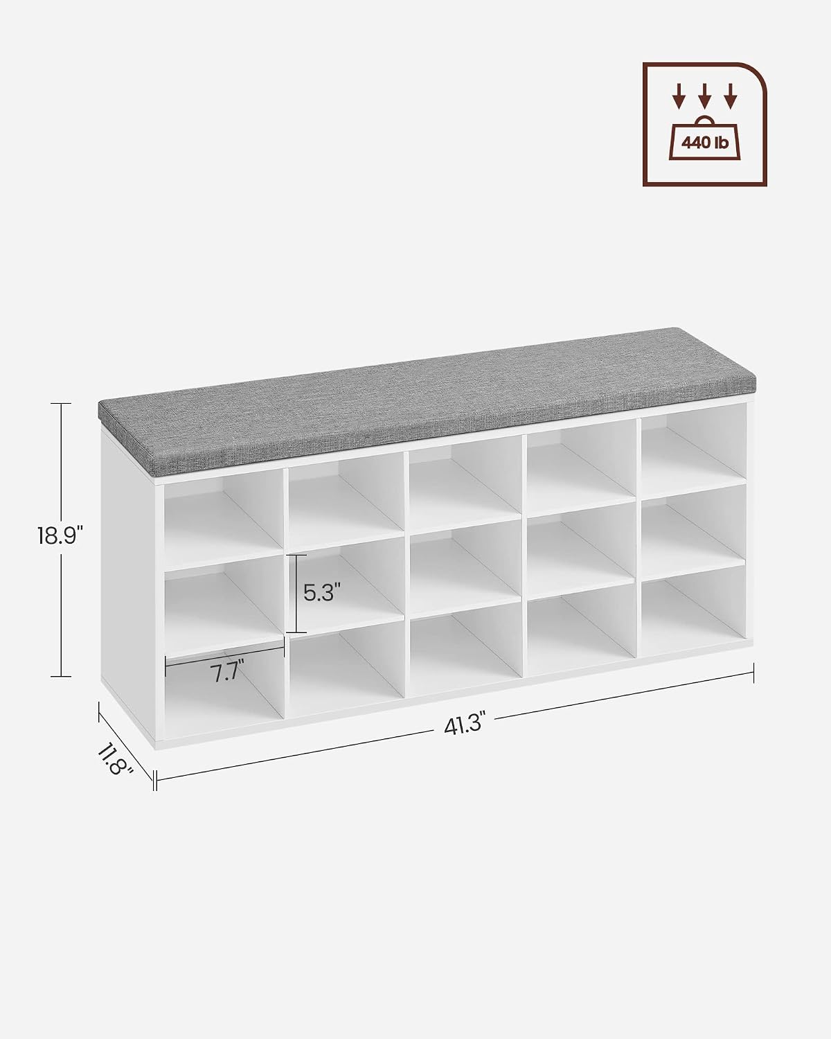 Detalle de VASAGLE Shoe Bench, 15 Compartments