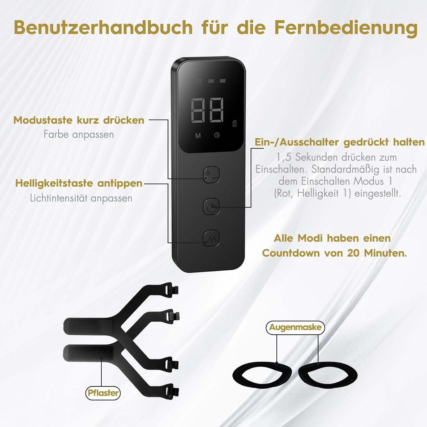 Detalle 2 de Soeumoir LED-Gesichtsmaske mit Rotlichttherapie – 625 nm, 108 LEDs, 7 Beleuchtungsmodi