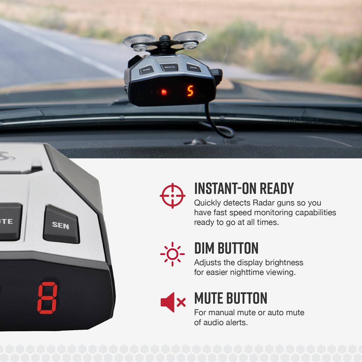 Detalle 2 de Cobra RAD 350 Laser Radar Detector (Long Range) with IVT Filter and OLED Display
