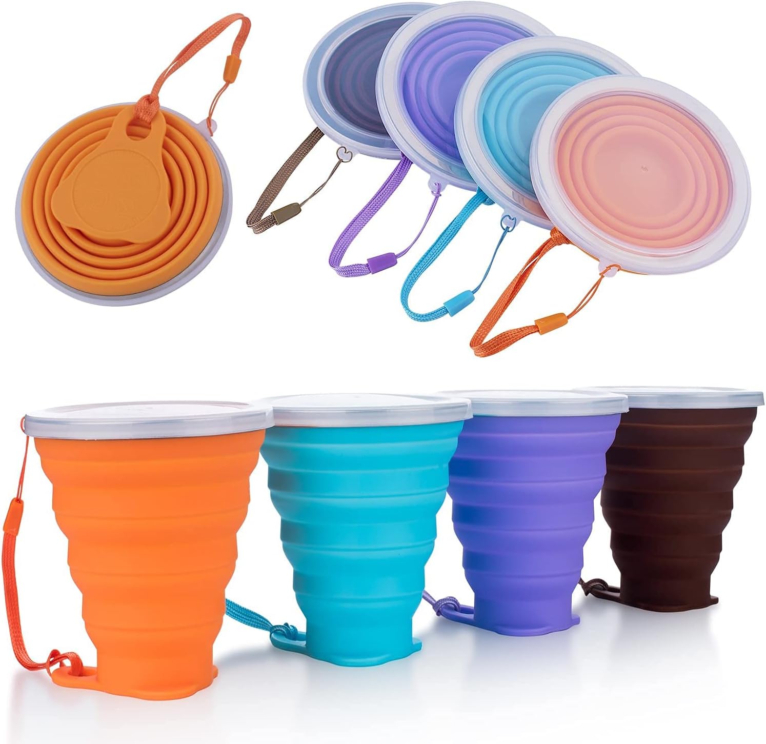 Detalle de ME.FAN Collapsible Silicone Travel Cups, 270 ml, Graduated with Steel Rim