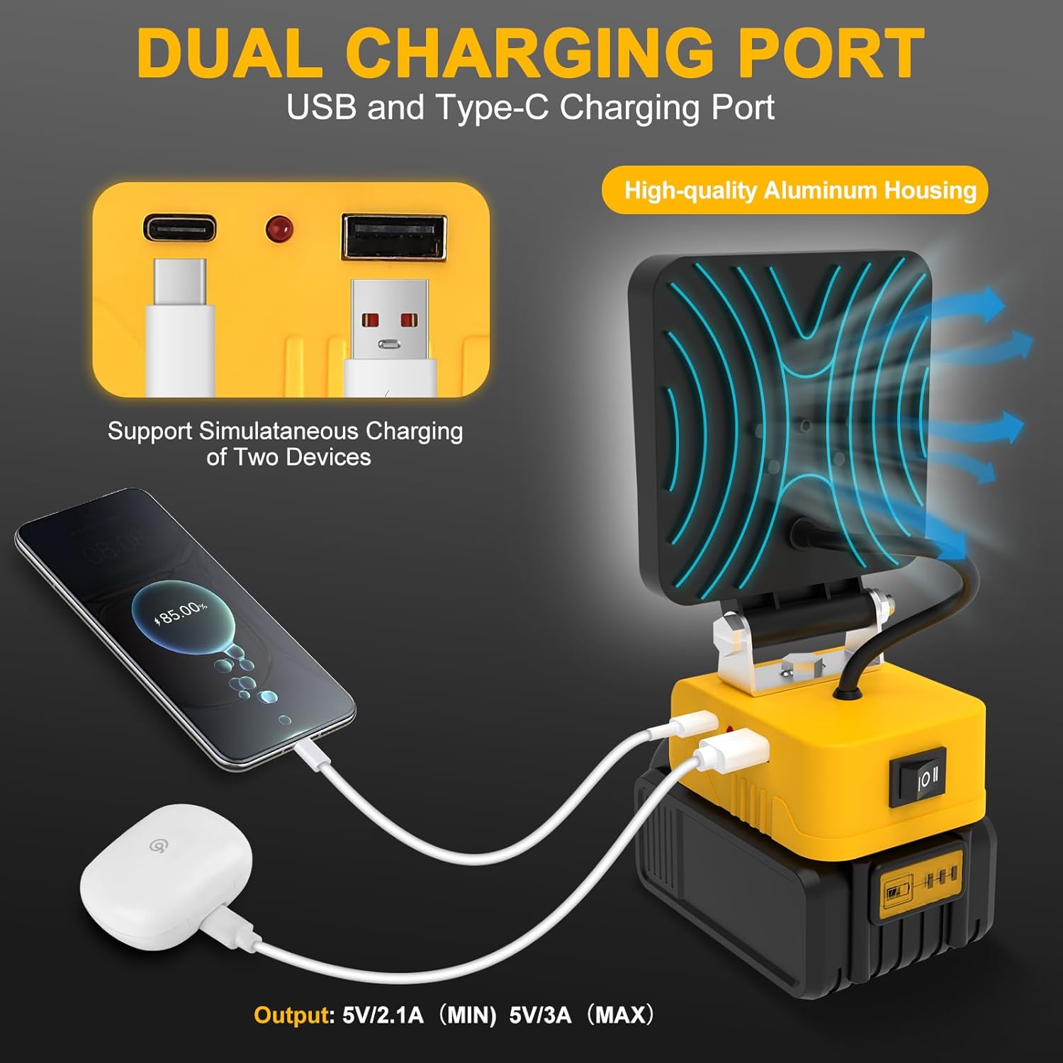 Thumbnail 6 de NATPOW 5200LM Flood Light for Dewalt 18V 📷