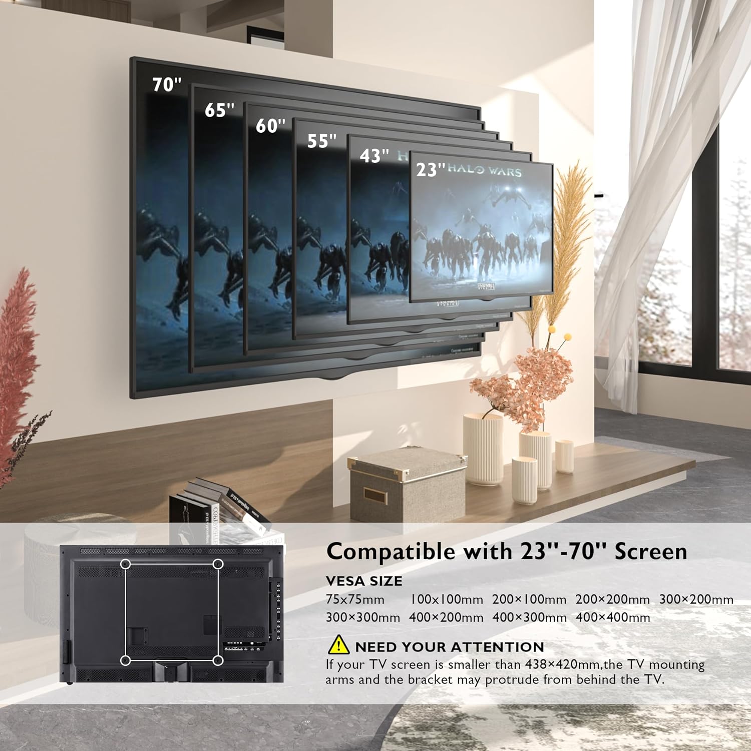 Thumbnail 5 de BONTEC Supporto TV da 23–70" inclinabile fino a 45 kg