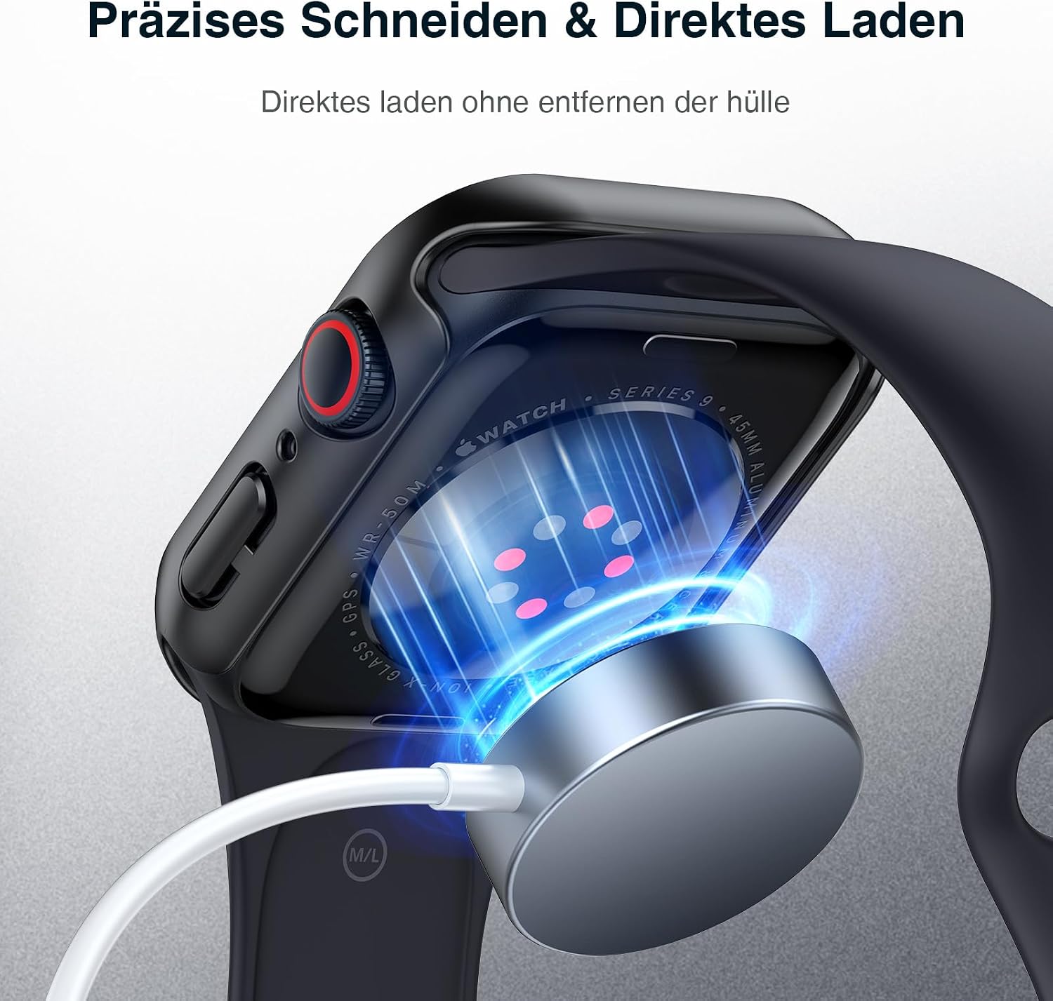 Thumbnail 3 de LK 2 Stück Schutzhülle für Apple Watch Series 9/8/7 45 mm – Klarer Hard-PC Protector in Schwarz