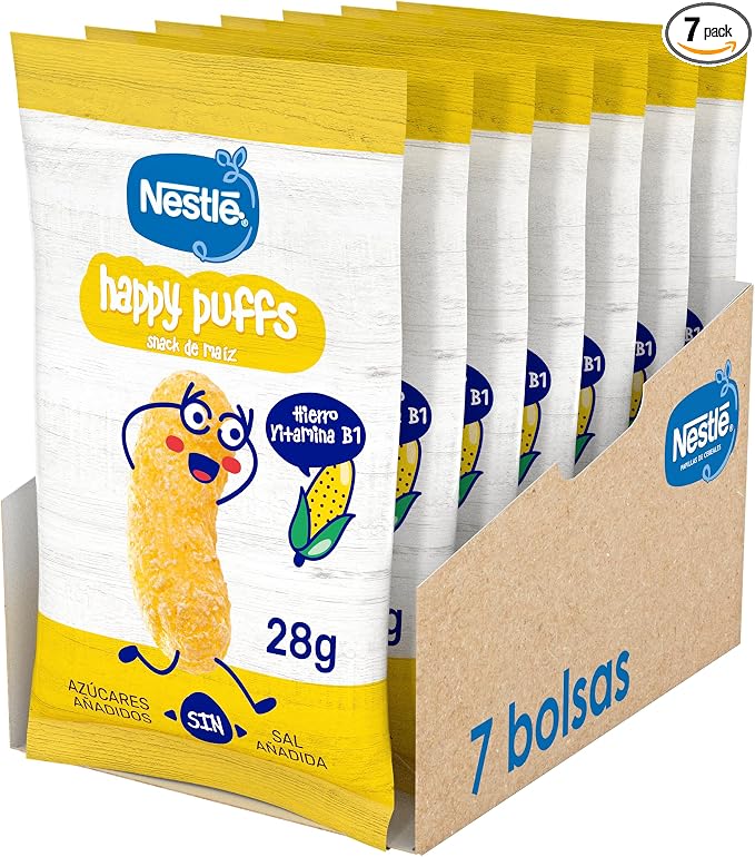 Nestlé Happy Puffs Maíz Natural - Snack Infantil 7x28g 🌽