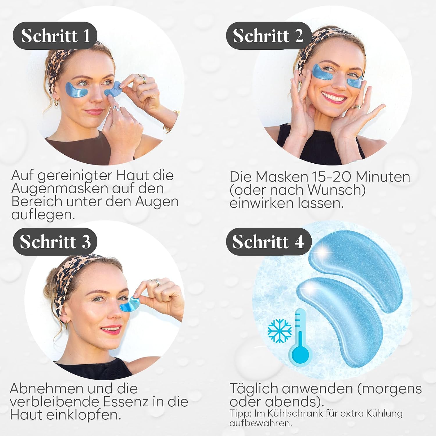 Detalle de BLOOMORA Gemischte Augenpads – 30 Paare mit Niacinamid & Hyaluron