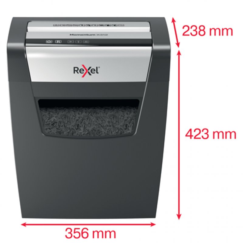 Detalle 2 de Rexel Momentum X312 Destructora de Papel – Corte Cruzado P3, 12 Hojas, 23 L