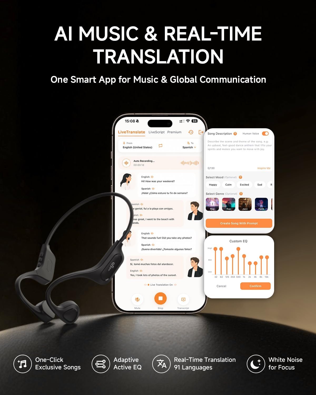 Thumbnail 6 de PSIER X12 Bone Conduction Headphones, Bluetooth 6.0, 23g, IPX5