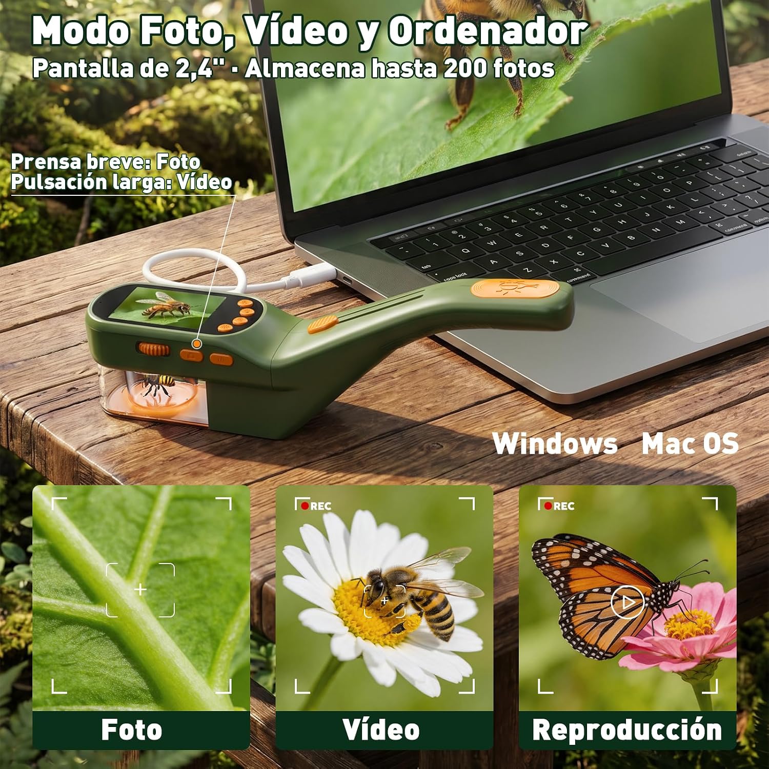 Detalle de ASPOVEN Atrapa Insectos con 500X Pantalla - Kit Explorador Niños