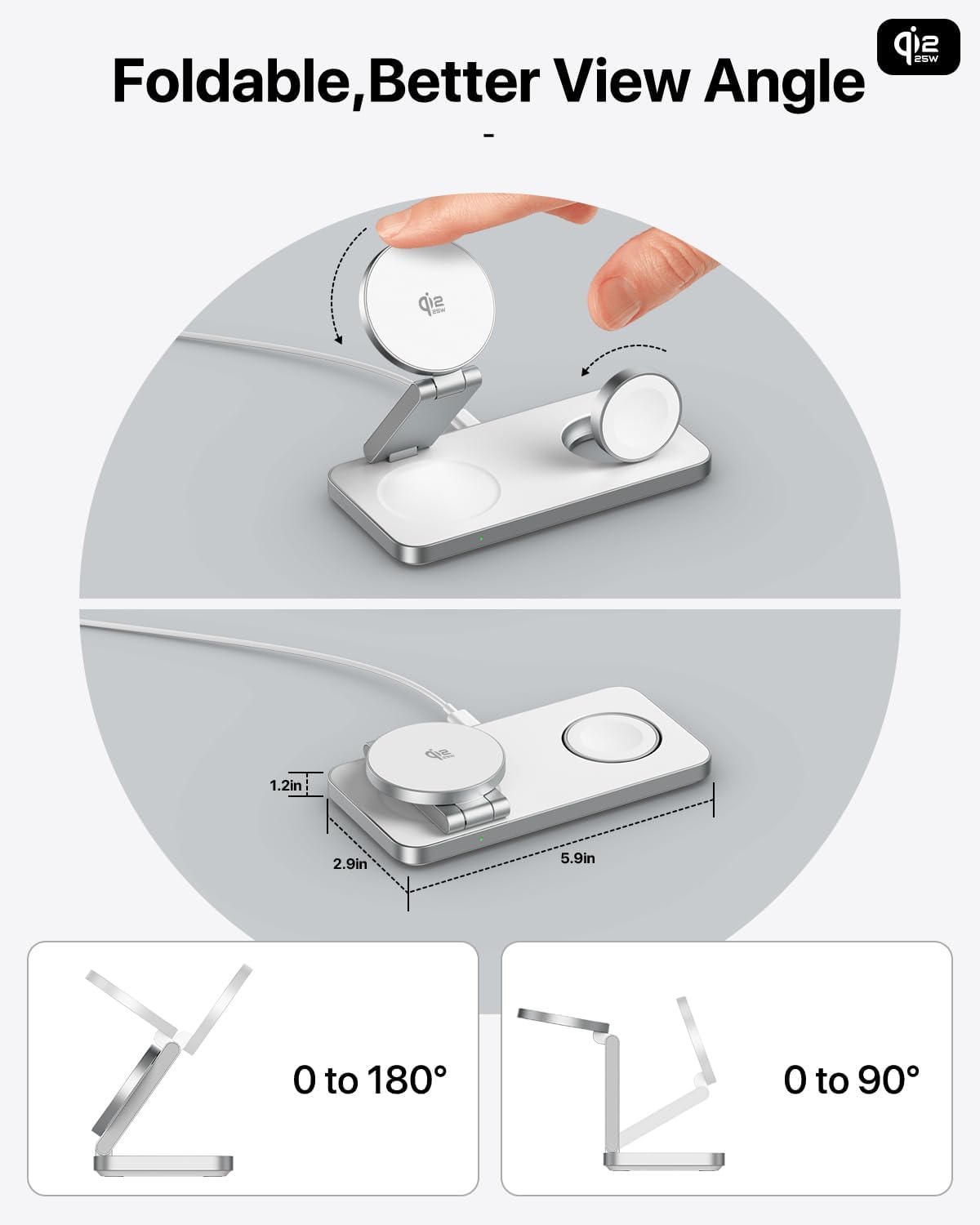 Thumbnail 4 de KEEPRO 3-in-1 Wireless Charging Station (Qi2 25W) with MagSafe stand for iPhone and watch charging