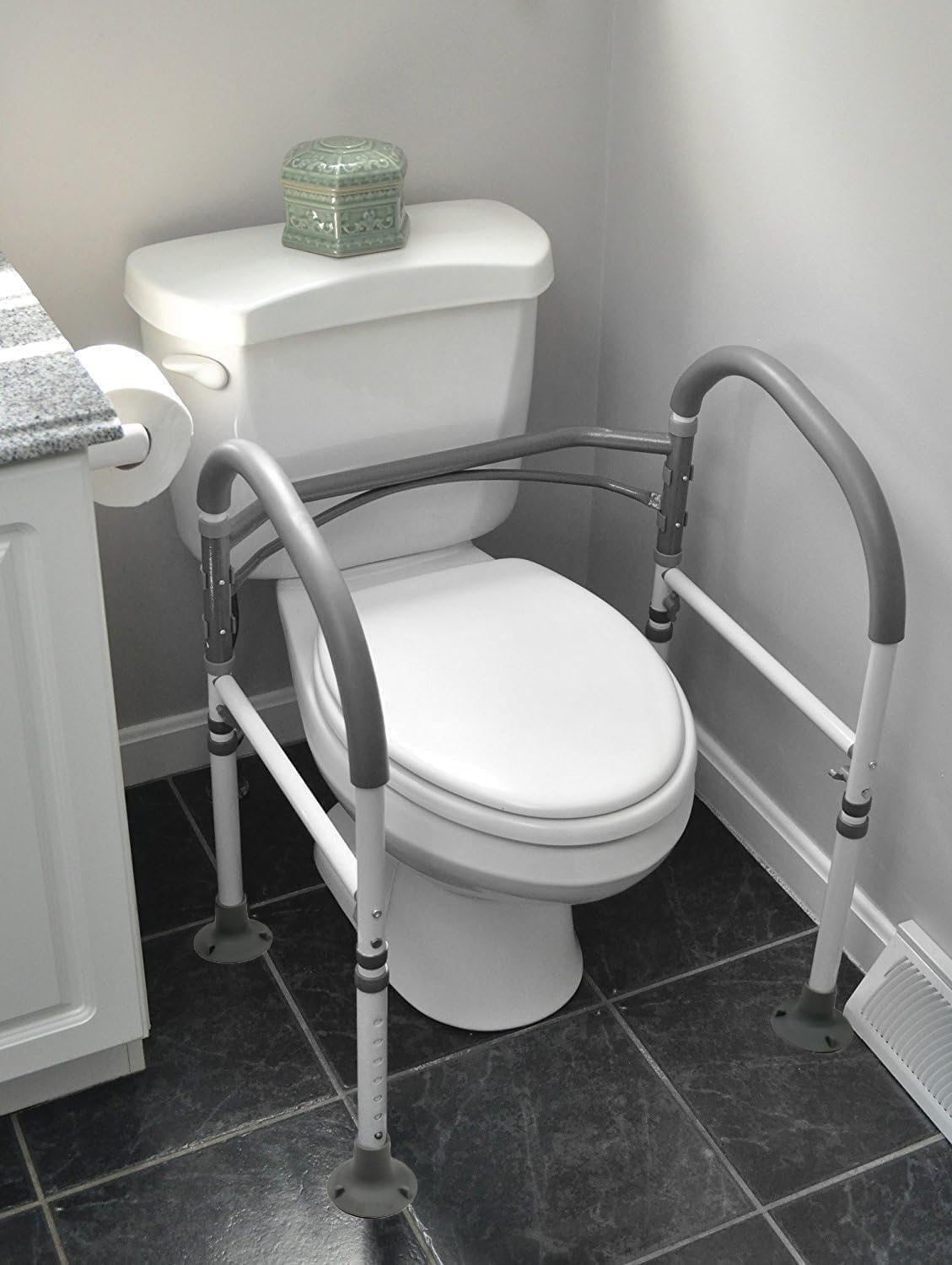 Detalle de Vaunn 10710-OG Adjustable Toilet Safety Rail, Foldable Steel Frame