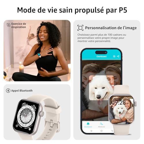 Thumbnail 5 de AcclaFit Montre Connectée – Appels Bluetooth, 140+ modes sport et IP68 (1,85'' HD) pour Android et iOS