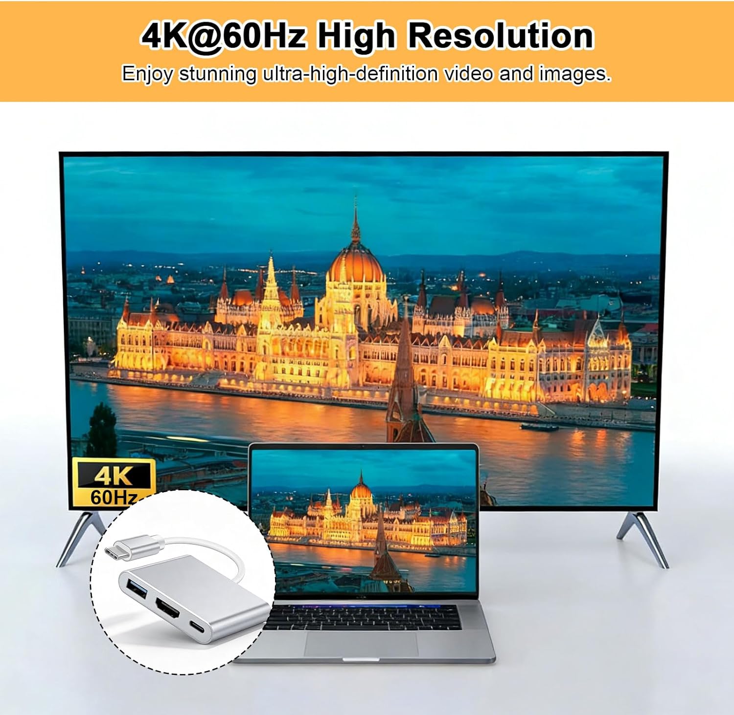 Thumbnail 5 de Lizoak USB-C to HDMI Adapter (4K@60Hz, USB 3.0 & PD up to 100W) – Type C to HDMI multiport hub