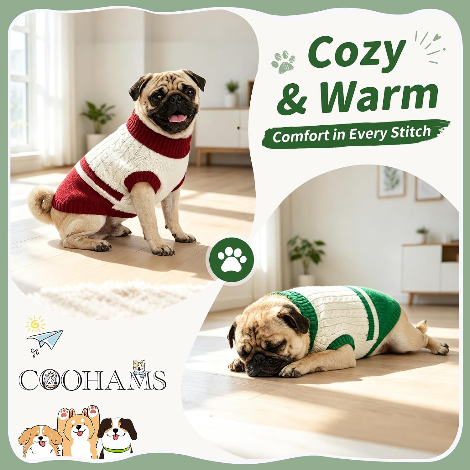 Detalle 1 de COOHAMS Dog Sweater, XL