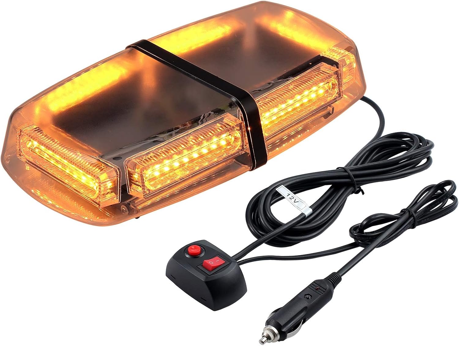 PROZOR Flashing Beacon Light Bar (54 LEDs, 7 Modes) – Amber Magnetic Strobe for 12V/24V Vehicles, IP65