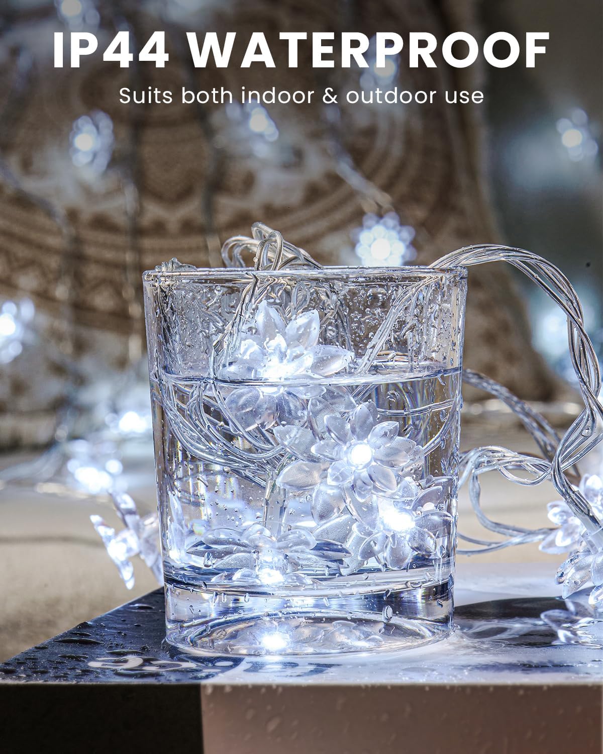 Detalle 2 de JOLYMOLY SL003 Flower String Lights, 59 ft, 100 Cool White LEDs