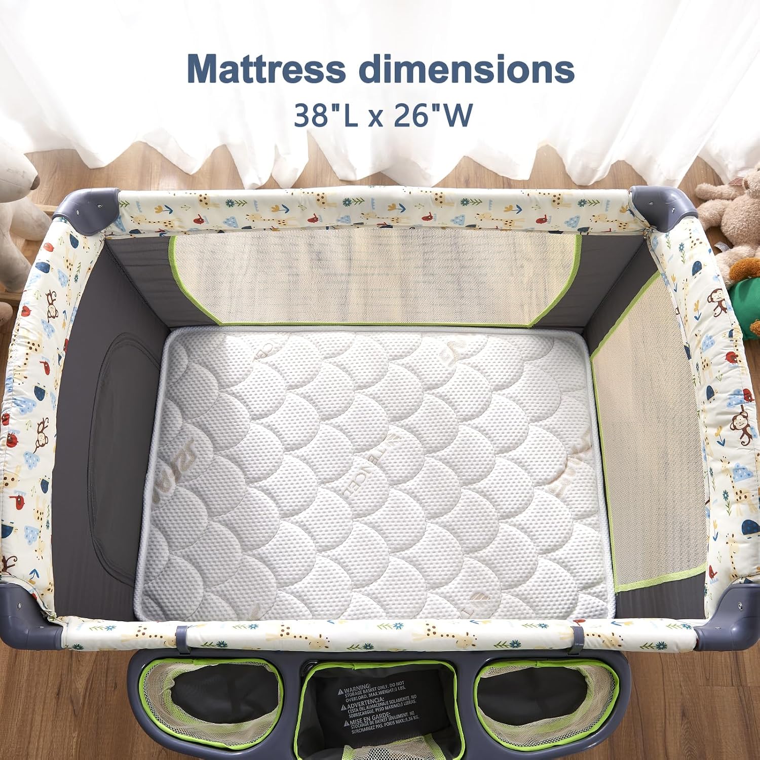 Detalle de Lillibearas Pack and Play Mattress Topper, 38 x 26 x 1.5-Inch Foam