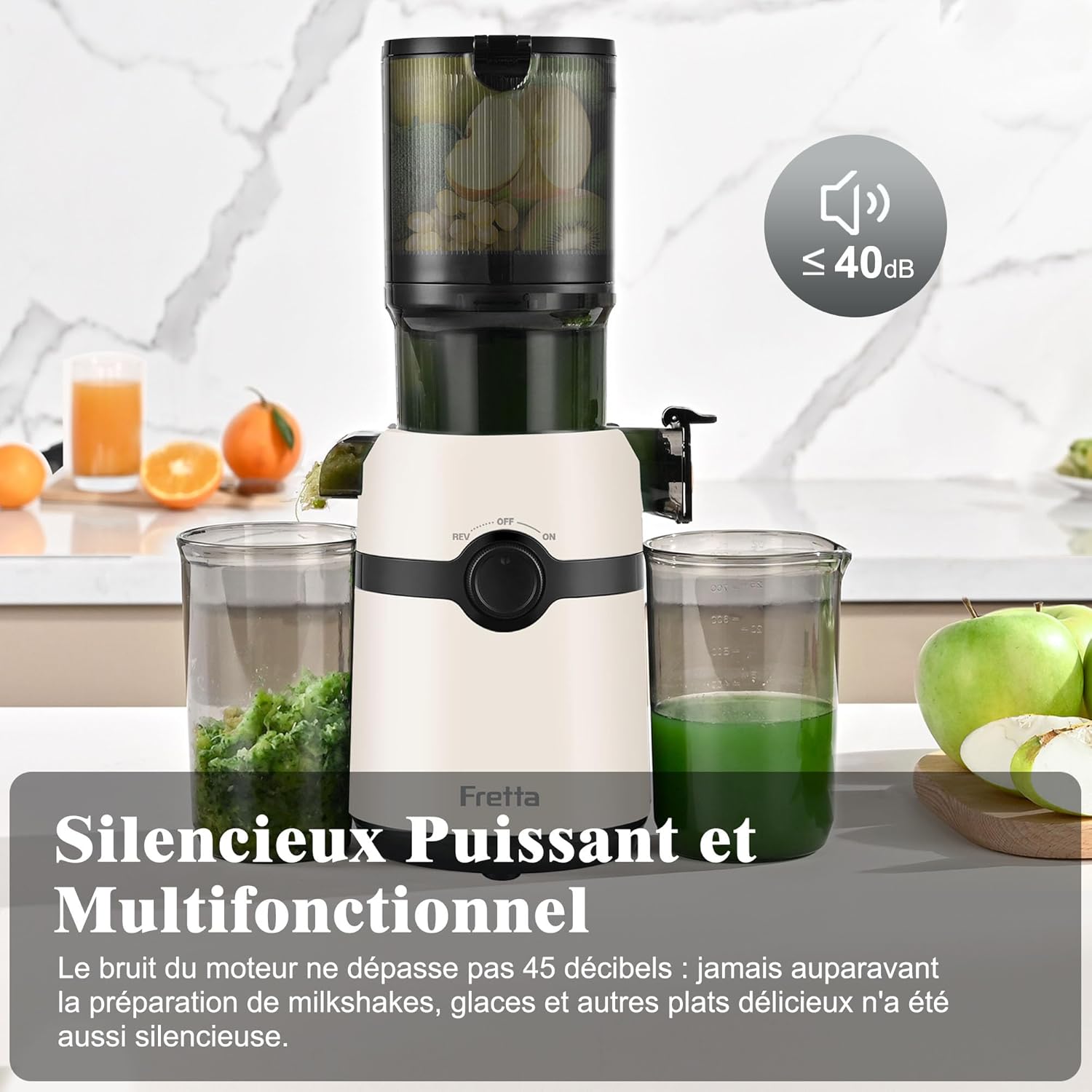 Thumbnail 6 de Fretta Extracteur de Jus - Grand Ø108 mm, 1 L, Pressage à Froid, Sans BPA