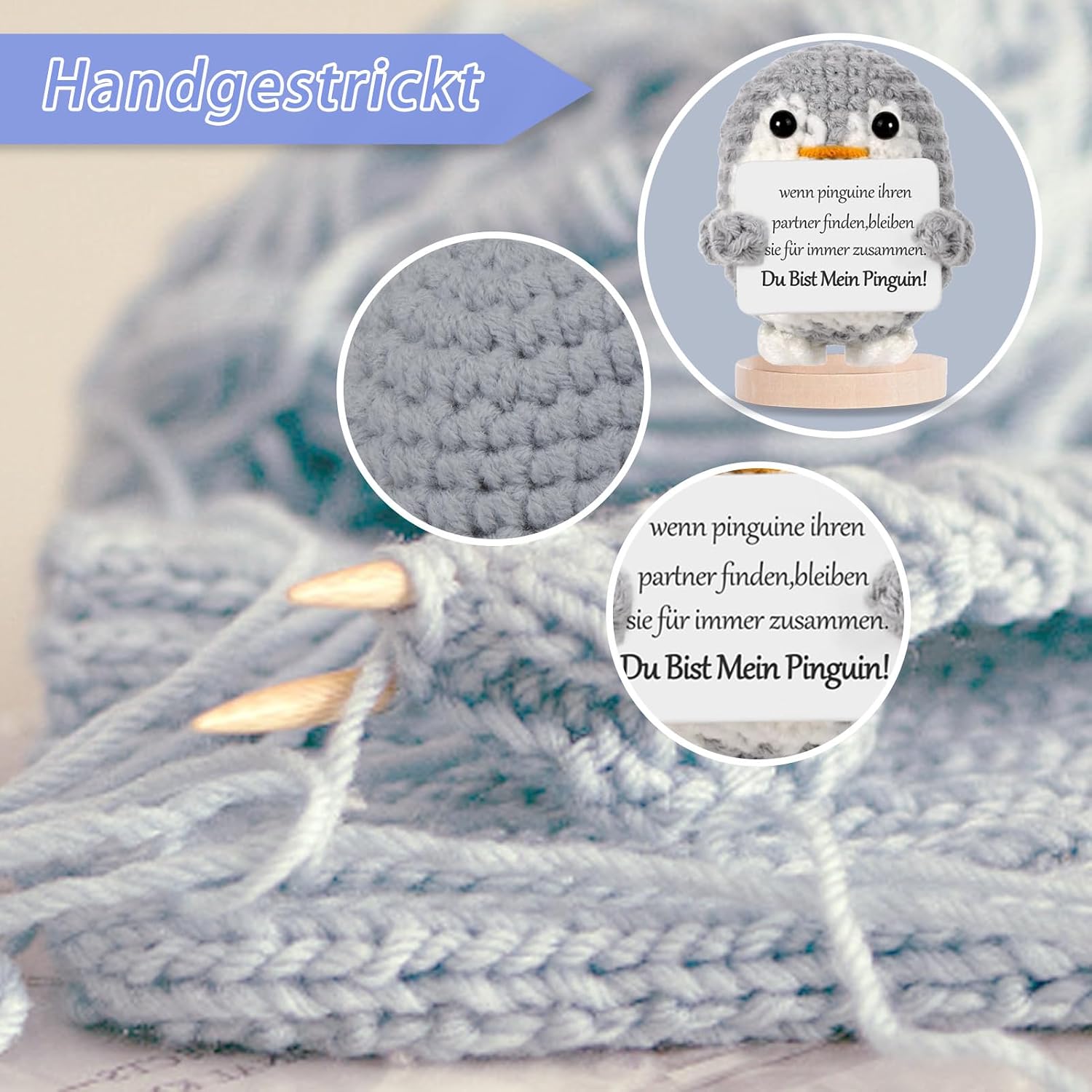 Thumbnail 2 de BOAITE Ich Liebe Dich Gestrickter Pinguin 1 Stück