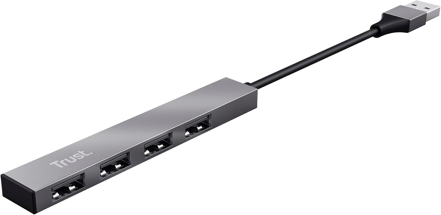 Detalle 2 de Trust Halyx Mini USB Hub – Aluminium, 4 Ports, USB 2.0