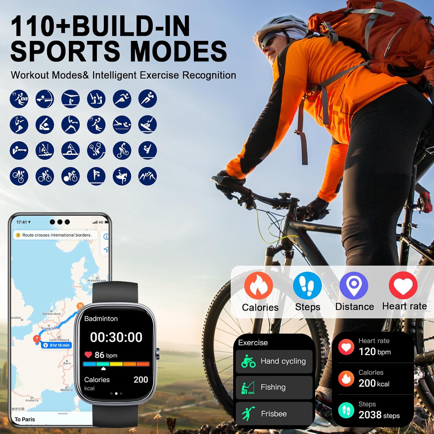 Thumbnail 4 de Smartwatch Herren 1,91 Zoll HD – Schlafmonitor, Herzfrequenz, 110+ Sportmodi, IP68, Bluetooth Anrufe, 300 mAh Akku