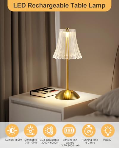 Detalle de HARPER LIVING Rechargeable Table Lamp, 3‑mode dimmable