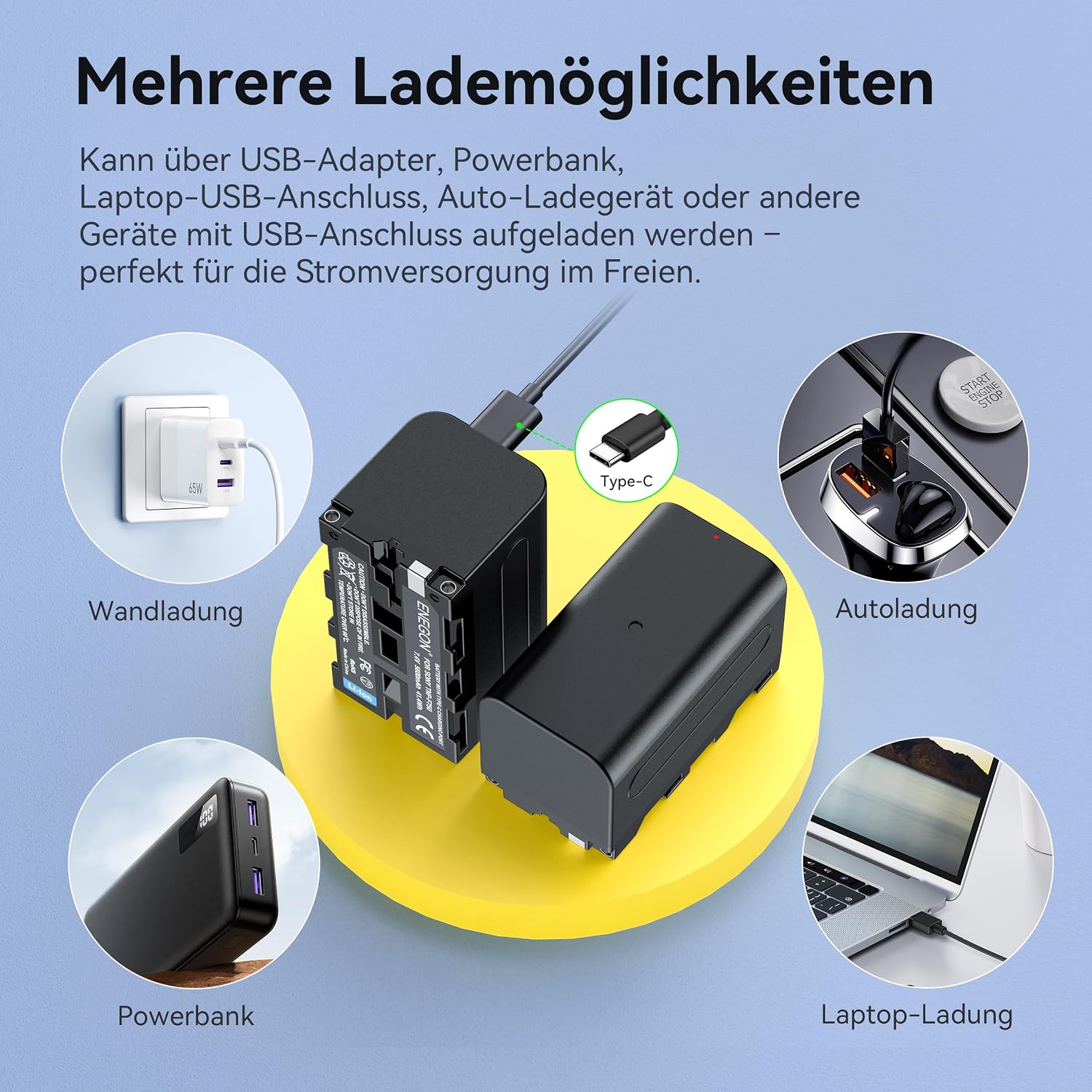 Detalle 2 de ENEGON NP-F750 Ersatzakkus 5600mAh Doppelpack