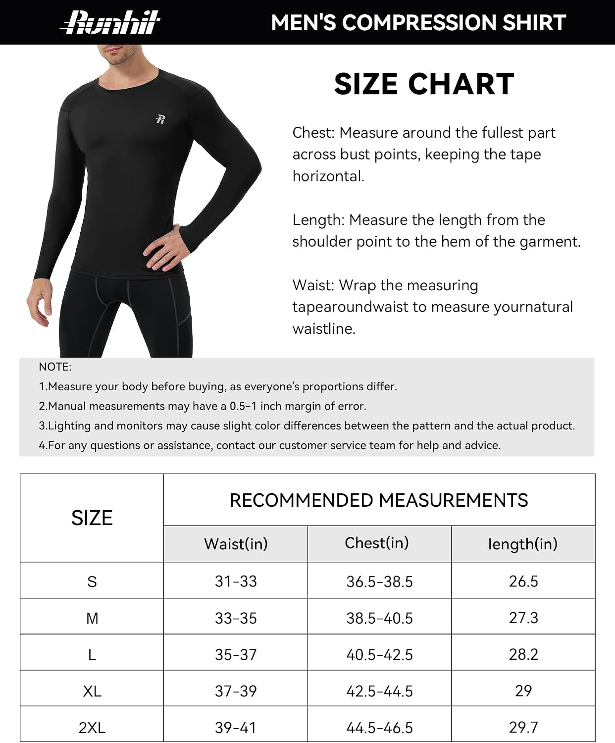 Thumbnail 6 de Runhit Men’s Long-Sleeve Compression Shirt, UPF 50+ Rash Guard