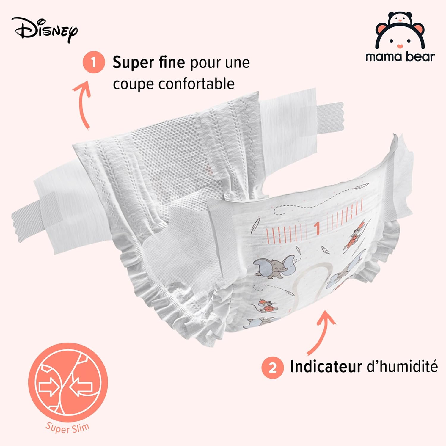 Detalle 2 de Mama Bear Disney Couches bébé Taille 1 (2–5 kg), 96 pièces — Pack mensuel