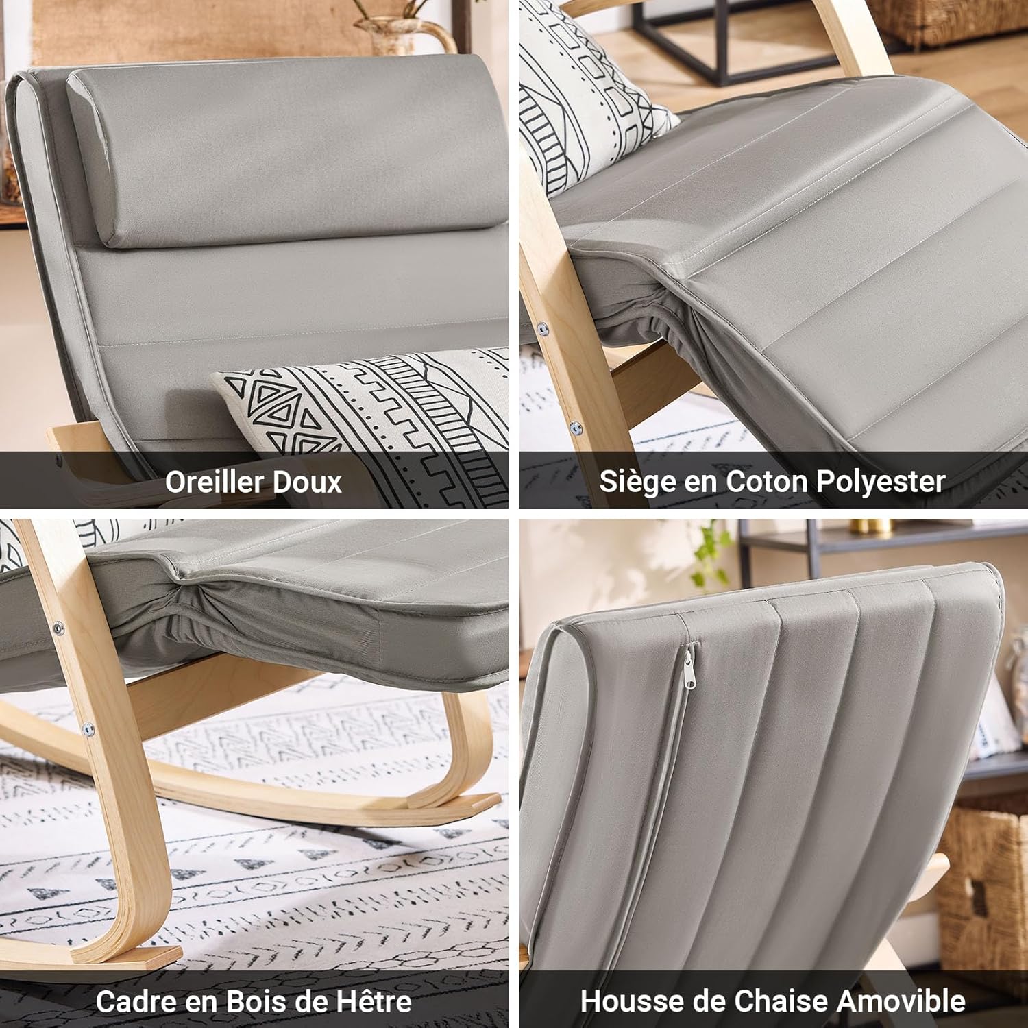 Thumbnail 5 de SoBuy FST16-DG fauteuil à bascule 120 kg